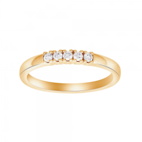 14kt. hvidgulds ring m. dia. 5 x 0.03ct W/SI  