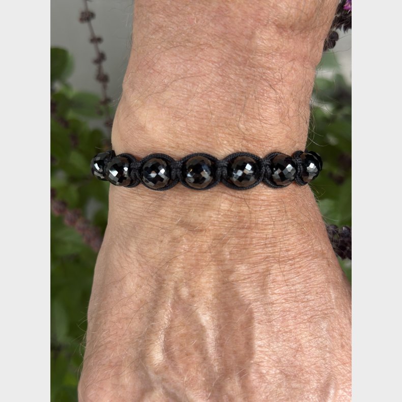 Facetteret onyx knyttet armbnd