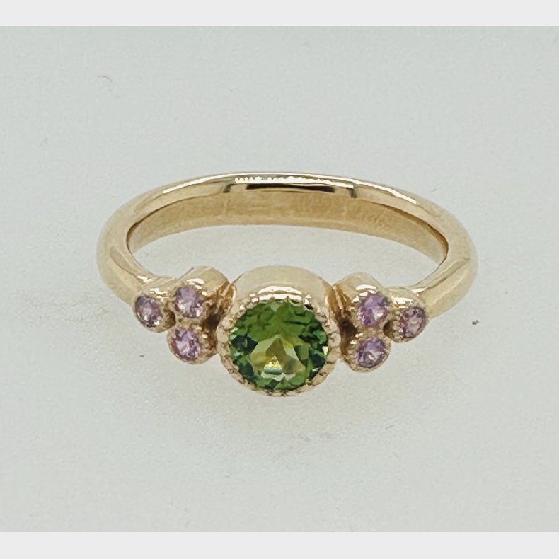 "Rokoko ringen" - Turmalin og lyserde safir - Colding design