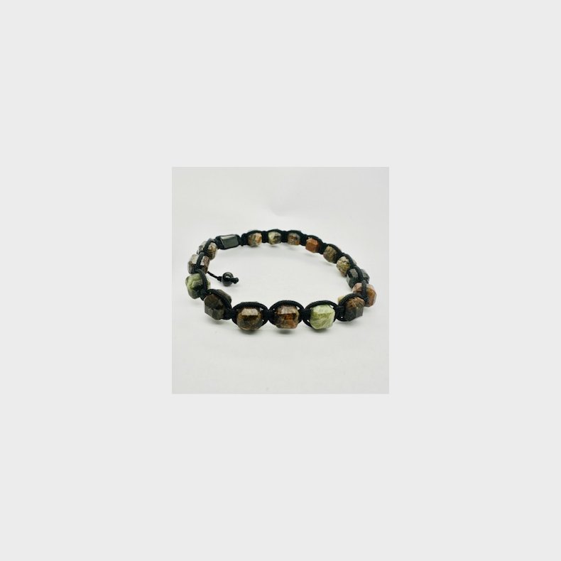 Grn opal - Knotted bracelet - with steel clasp