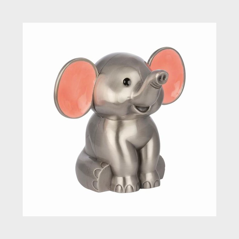 Fortinnet sparebsse elefant med lyserd rer