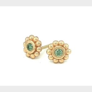 14kt.Mini bobbel repynt med appelgreen brillanter