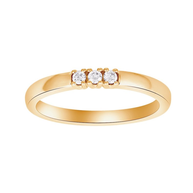 14kt. guld ring m. dia. 3 x 0.03ct W/SI