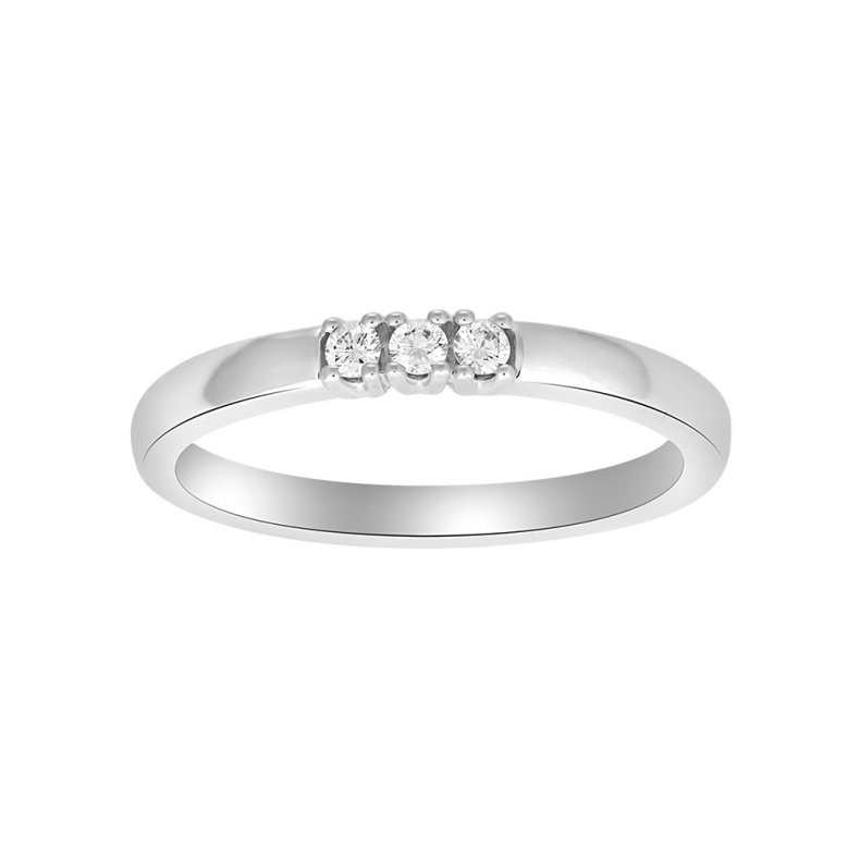 14kt. hvidgulds ring m. dia. 3 x 0.03ct W/SI