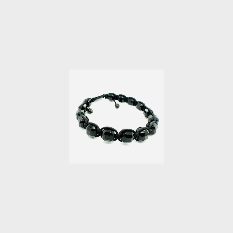 Sort onyx - Knyttet armbnd - med stl lukke