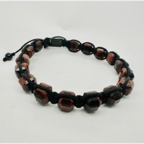 Rd tiger je - Knyttet armbnd - med stl lukke